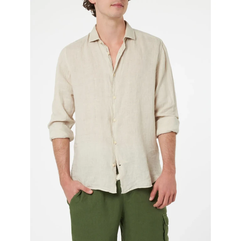 MC2 Saint Barth Pamplona Linen Shirt In Cream