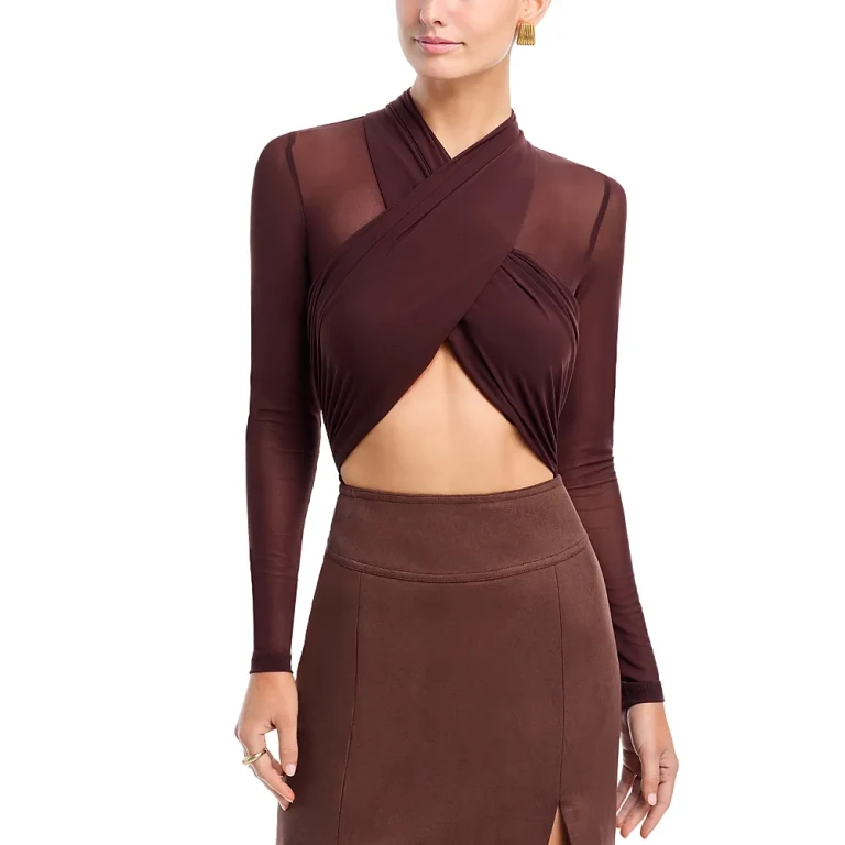 Bardot Aliyah Wrap Long Sleeve Bodysuit