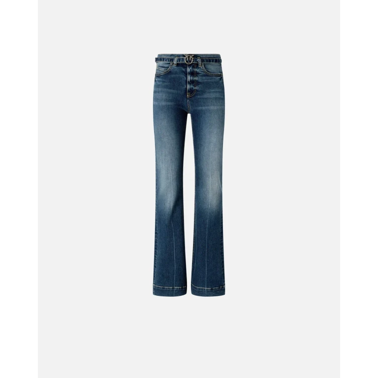 Pinko - Jean foncé avec ceinture à boucle Love Birds - 26