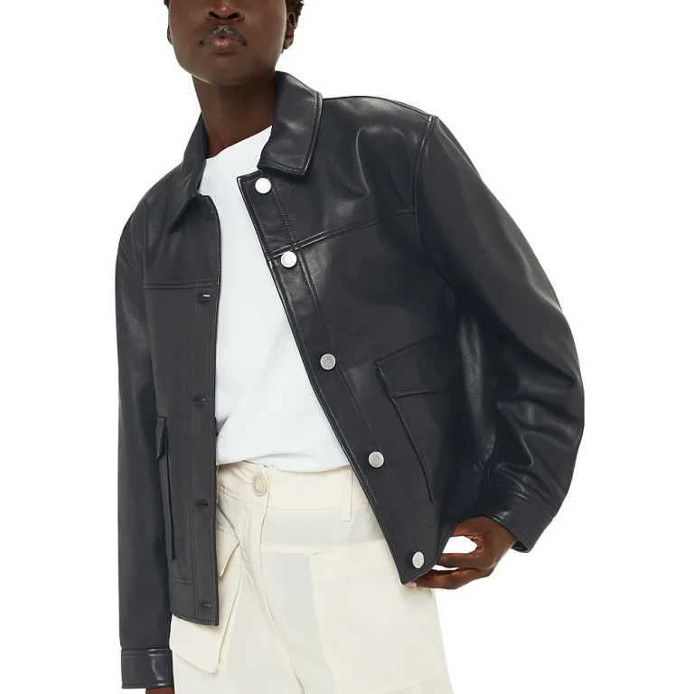 Whistles Leather Collared Overshirt