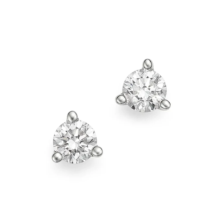 Diamond Stud Earrings in 14K White Gold 3-Prong Martini Setting, 0.20 tcw