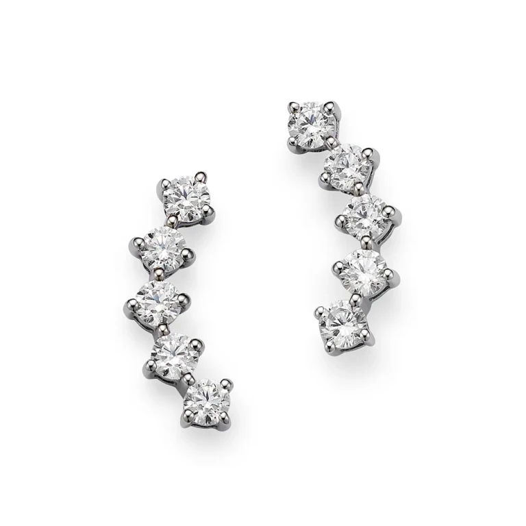 Diamond Ear Climbers in 14K White Gold, 0.50 tcw