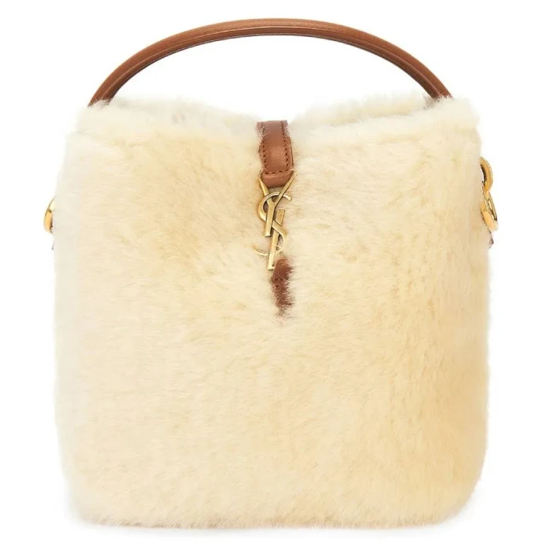 Saint Laurent Le 37 Mini In Shearling