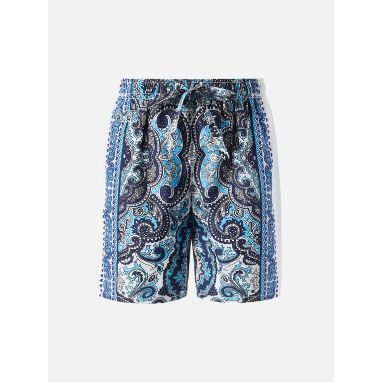 Mc2 Saint Barth Mid-Length Swim-Shorts Caprese Jr With Gipsy Print White Swimshort