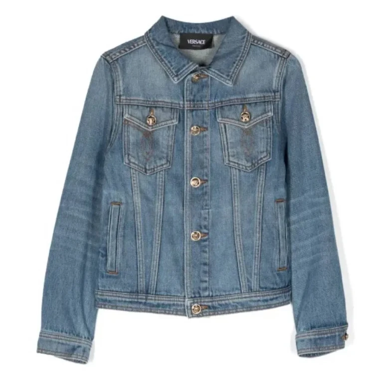 Young Versace Boys Marine Logo Embroidered Denim Jacket