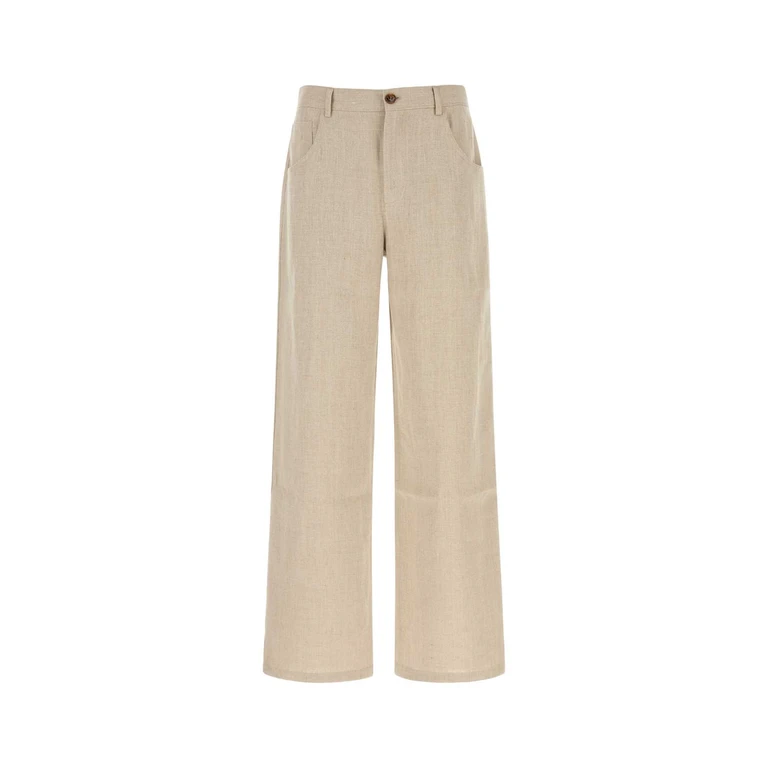 Sefr Sand Linen Wide-Leg Arno Pant Beiconlin Exterior: Pantaloni - Men