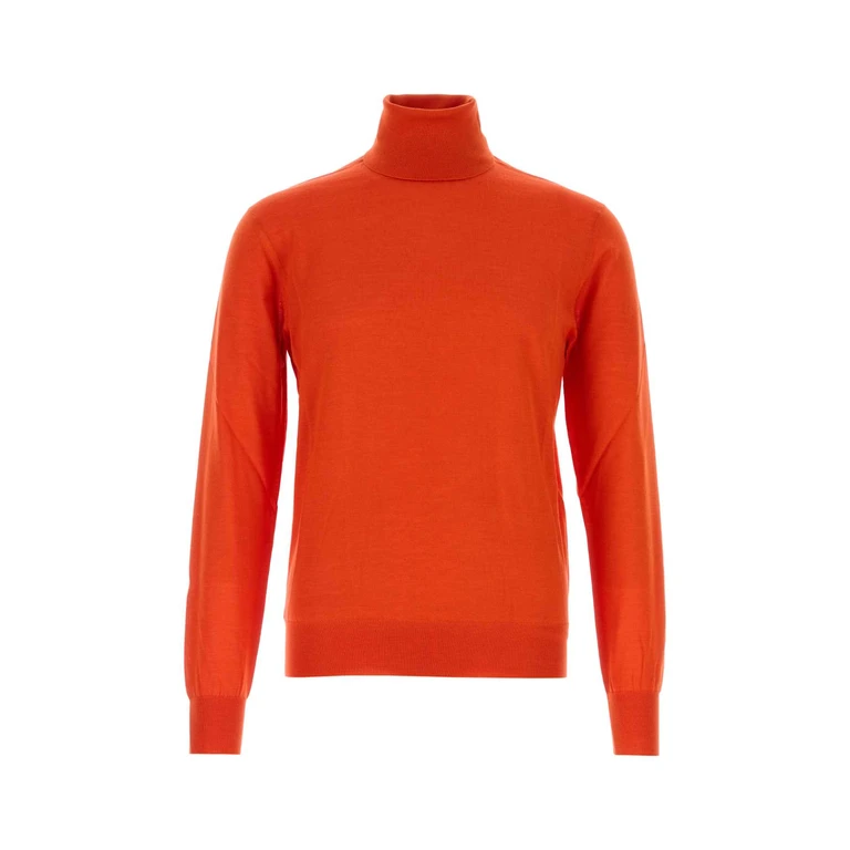 Saint Laurent Orange Cashmere Blend Sweater Exterior: Wool Silk Maglie - Men