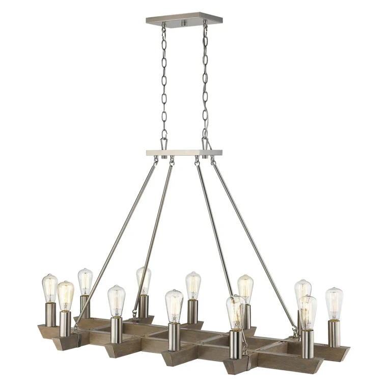 Satin Nickel 12 Light Chandelier from the Finnick Collection
