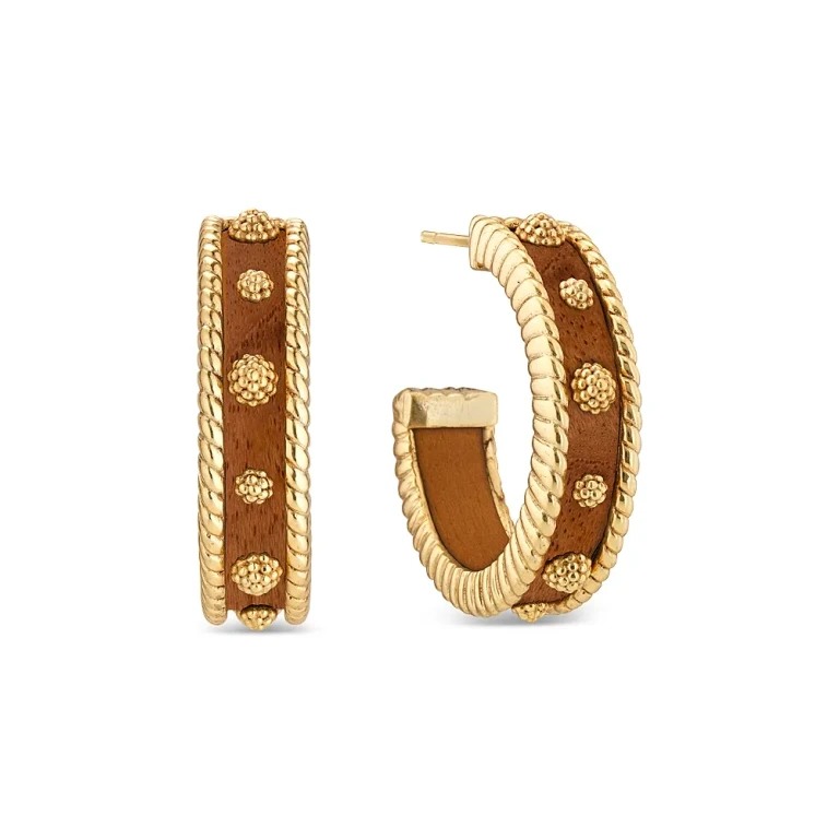 Capucine De Wulf Berry Teak Wood Medium Hoop Earrings