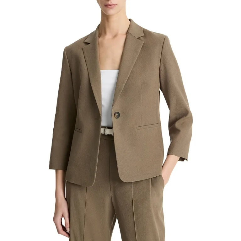 Vince Linen Blend Shrunken Blazer