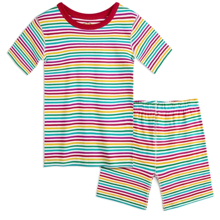 100% Organic Cotton Shortie Pajamas for Kids: Stripes - FINAL SALE
