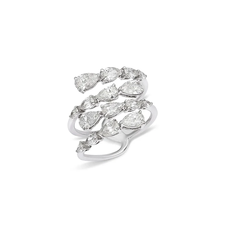 Luxe Collection Certified Lab Grown Diamond Pear Coil Ring in 14K White Gold, 2.0 tcw
