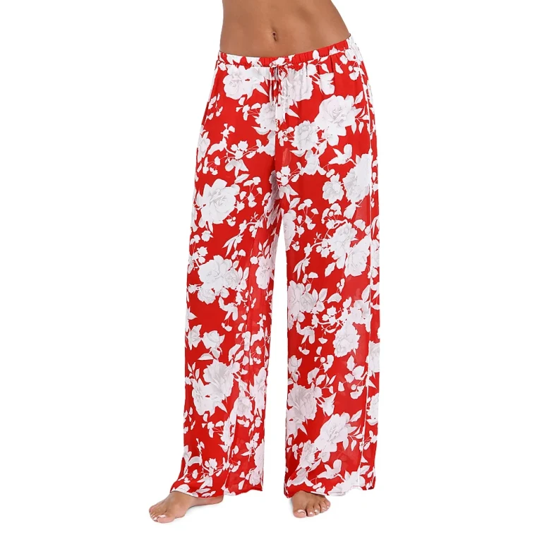 L'Agence Geraldine Ikebana Floral Wide Leg Pants Swim Cover-Up