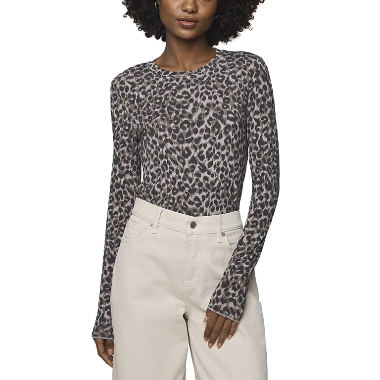 Splendid Leopard Print Long Sleeve Tee