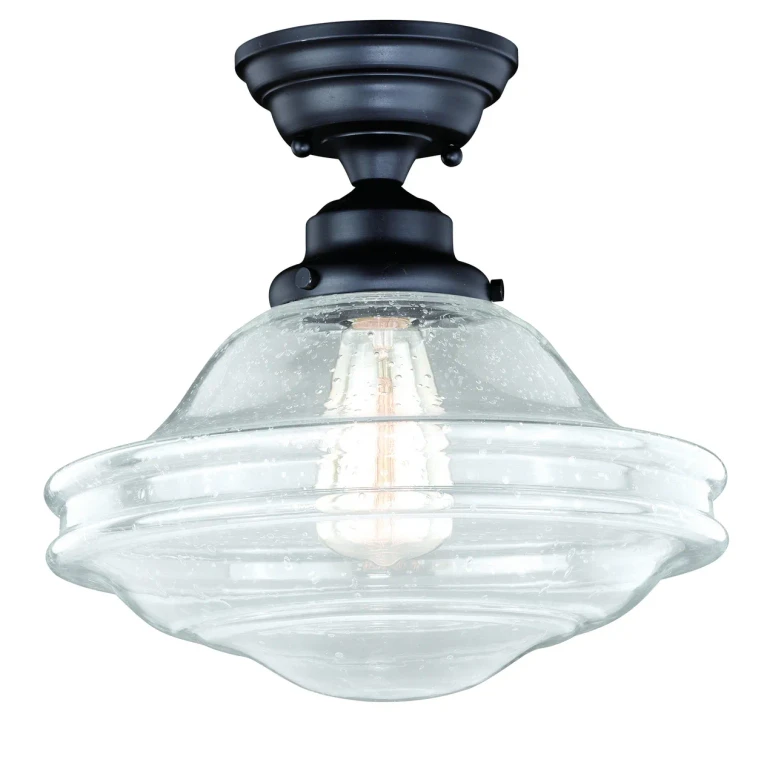 Oil Rubbed Bronze One Light Semi Flush Mount from the Huntley Collection