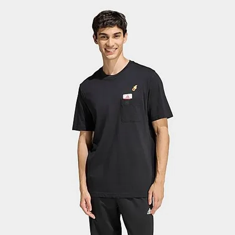 adidas Men's Mini Basketball Embroidery Graphic T-Shirt in Black Size: Small