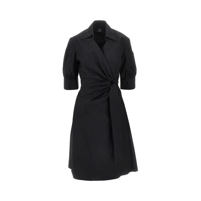 PINKO Stretch cotton wrap-over midi dress Woman 38