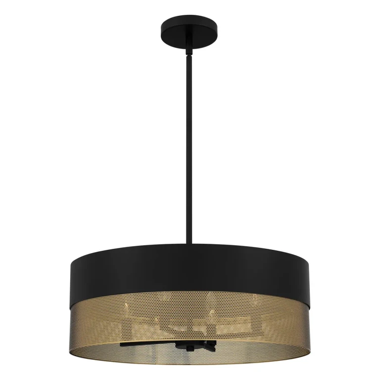Matte Black Four Light Pendant from the Quoizel Pendant Collection