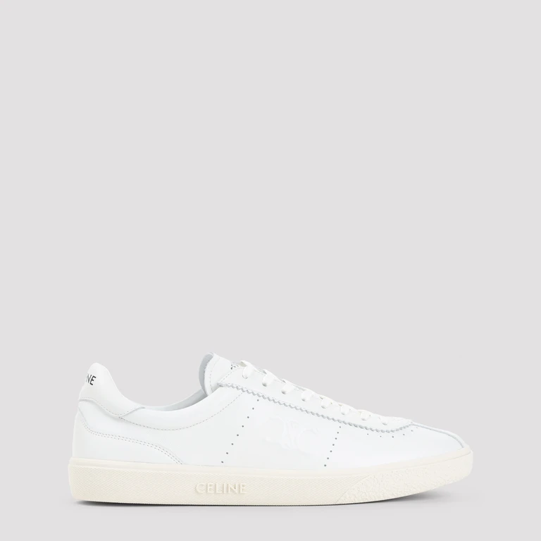 Celine Low Lace-Up Sneakers With Triomphe White Calfskin Rubber - Men