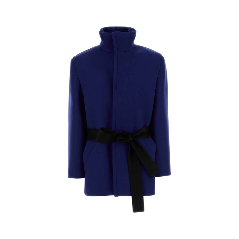 Saint Laurent Blue Wool Jacket Bleuoutremer Exterior: Lining: Silk Giubbini - Women