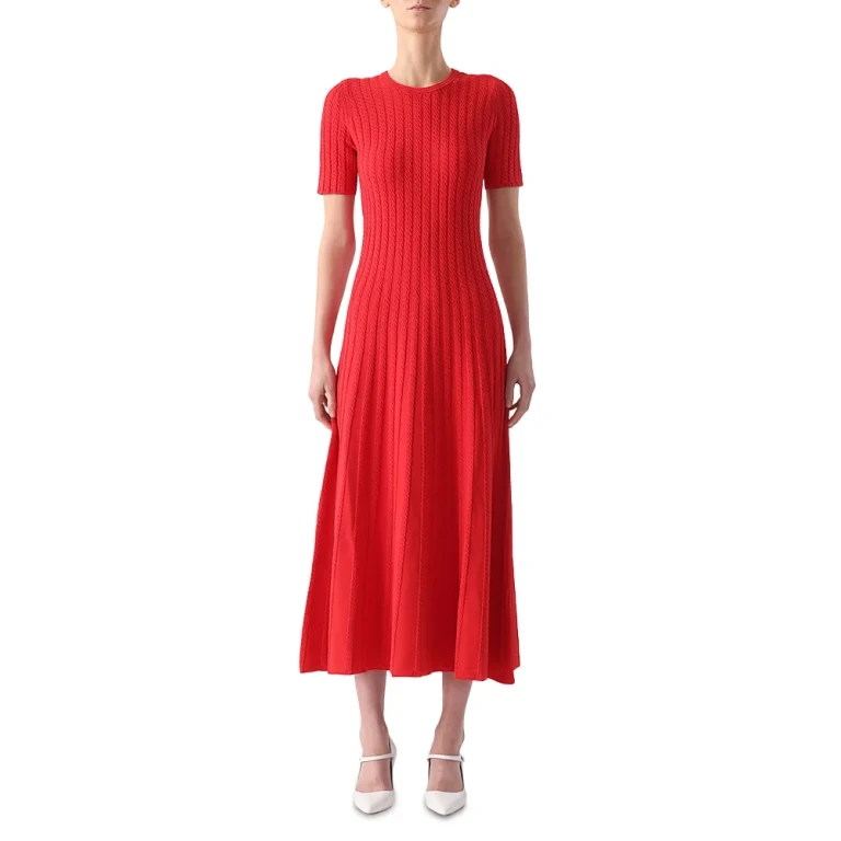 Jason Wu Collection Cable Stitch Midi Sweater Dress