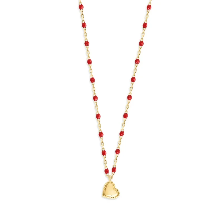 Gigi Clozeau 18K Yellow Gold Mini Gigi Lucky Heart Resin Bead Pendant Necklace, 15-3-15.7