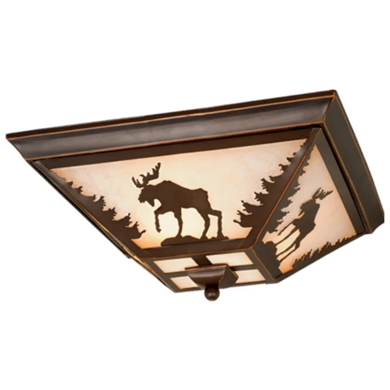Burnished Bronze Three Light Flush Mount from the Yellowstone Collection
