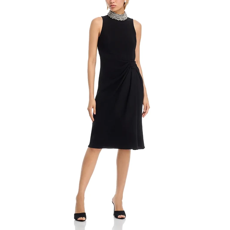 Teri Jon by Rickie Freeman Mock Neck Sarong Dress