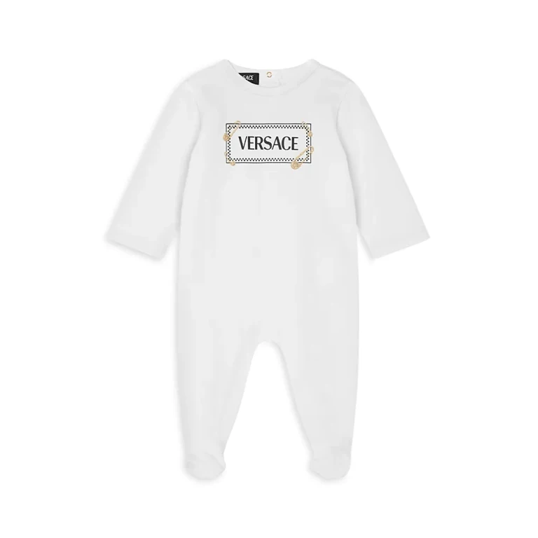 Versace Unisex Pinned Logo Print Footie - Baby