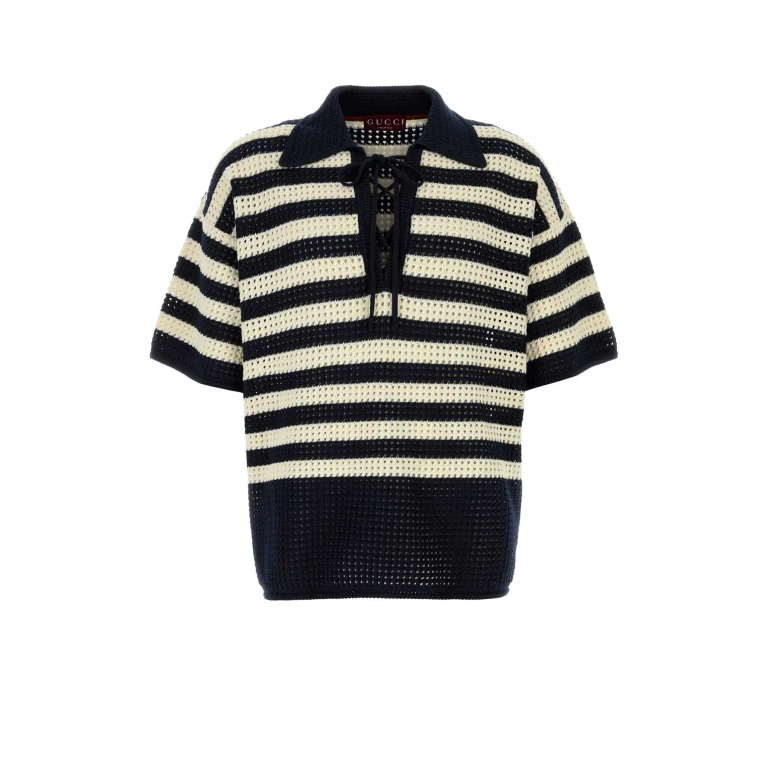 Gucci Embroidered Crochet Polo Shirt