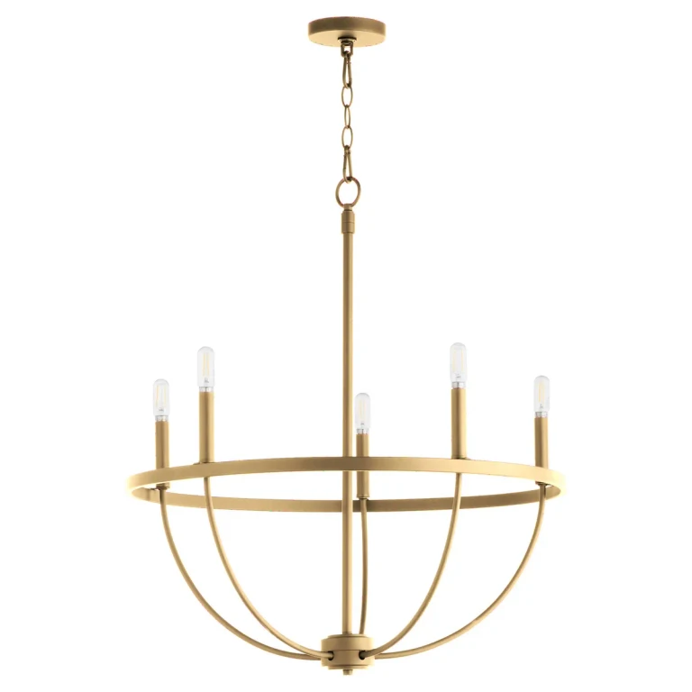 Aged Brass Five Light Chandelier from the Tribute Collection