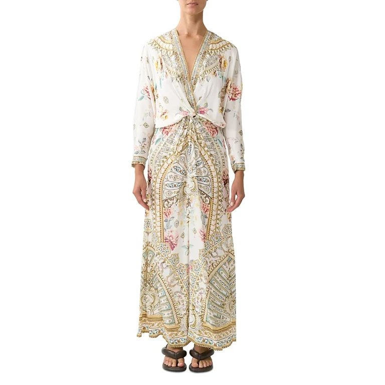 Camilla Silk Twist Front Maxi Dress