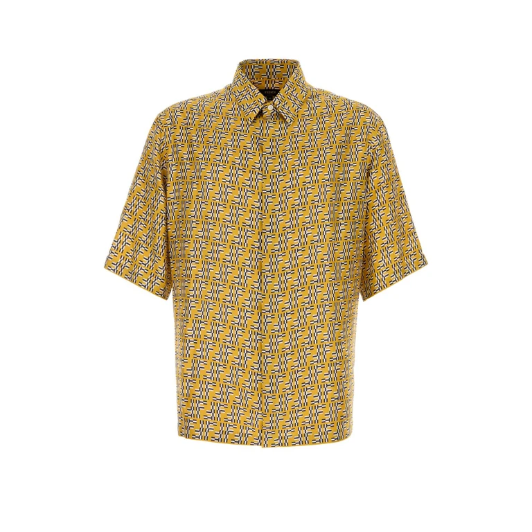 Fendi Printed Silk Shirt Yellow Exterior: Camicie - Men