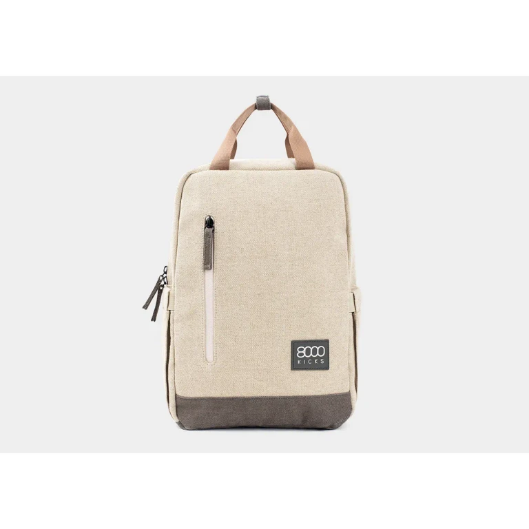 Small Hemp Backpack in Beige and Green