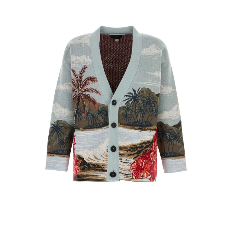 Alanui Embroidered Wool Blend Cardigan Multicolormulticolo Maglieria - Men