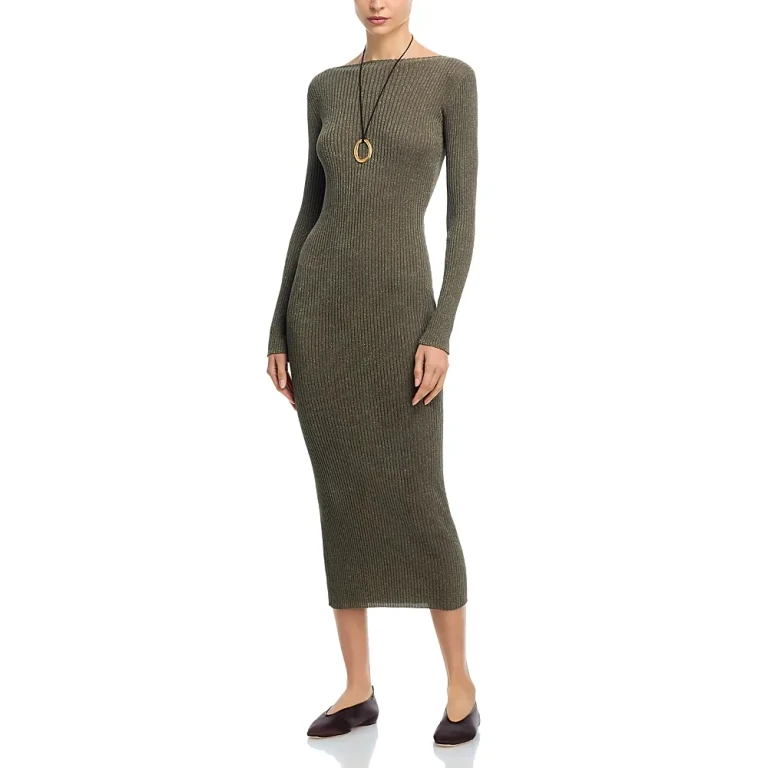 Leset Blake Ribbed Long Sleeve Maxi Dress