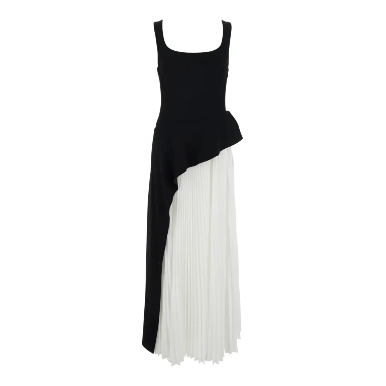 Simkhai Dress zayla With Square Neckline And Pleated Skirt In Black And White Tech Fabric For Women