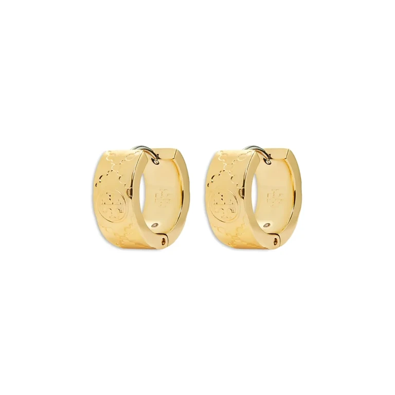 Tory Burch Small Icon T Monogram Hoop Earrings