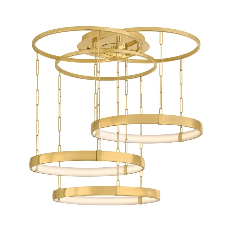 Vintage Polished Brass LED Chandelier from the Chiasso Collection