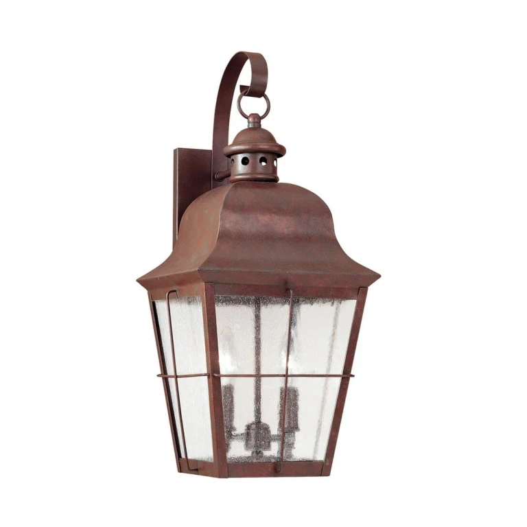 Weathered Copper Two Light Outdoor Wall Lantern from the Chatham Collection