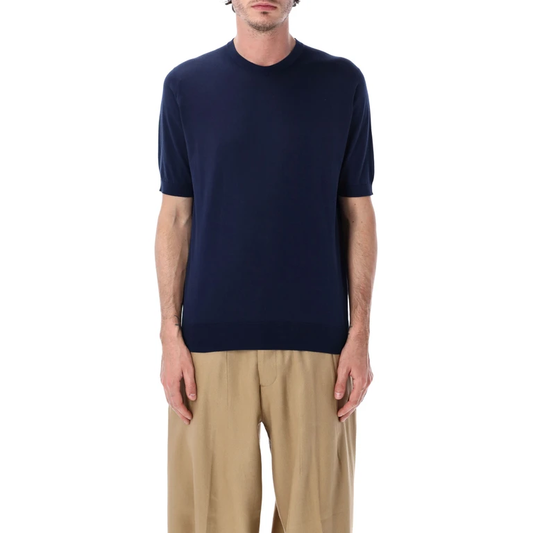 John Smedley Kempton Cotton T-Shirt French Navy - Men