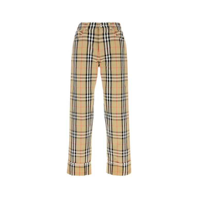 Burberry Check Beige Cotton Pants
