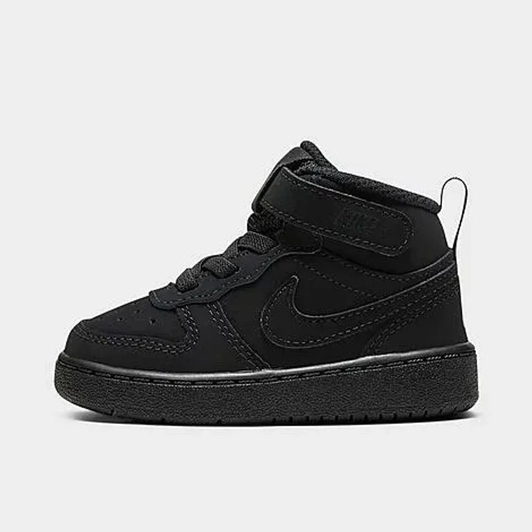Nike Kids Toddler Court Borough Mid 2 Casual Shoes in Black Size: 2.0