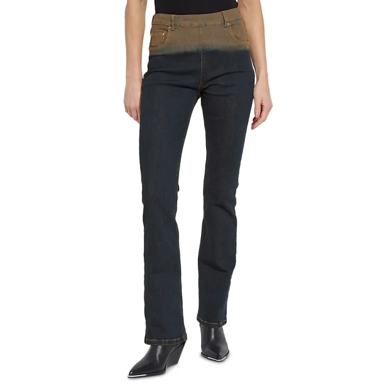 Lysse Ceri High Rise Slim Flared Jeans in Dip Dye Black
