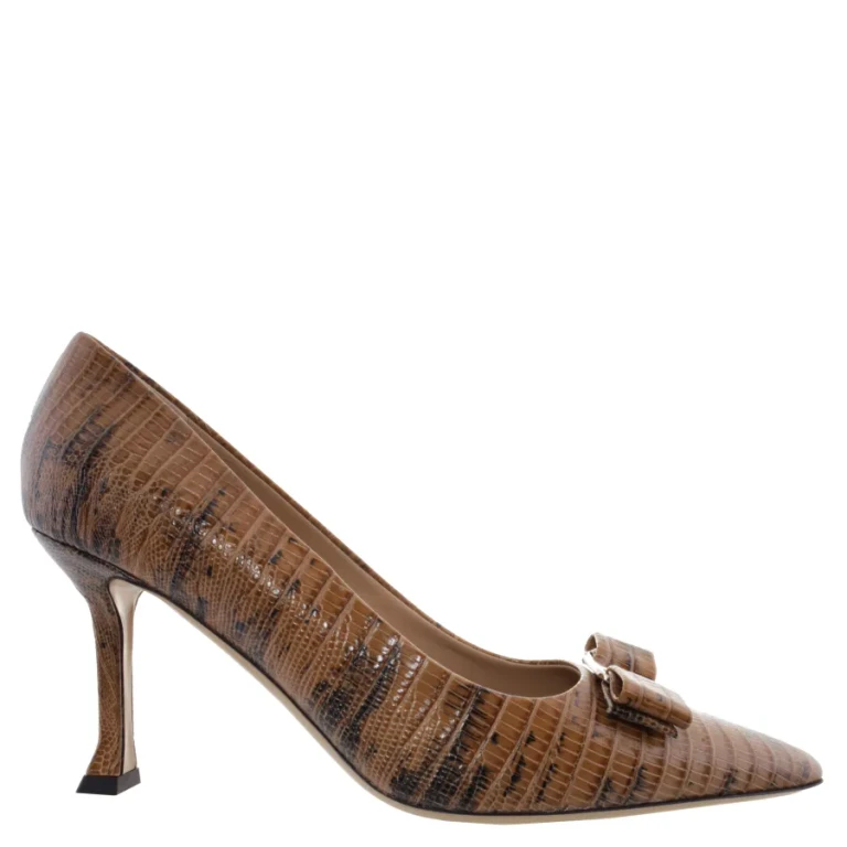 Ferragamo New Vara Sleek Croc-Embossed Pumps