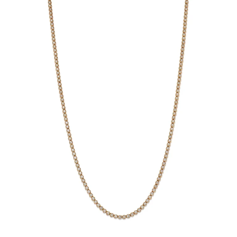 Diamond Crown Set Tennis Necklace in 14K Yellow Gold, 4.00 tcw