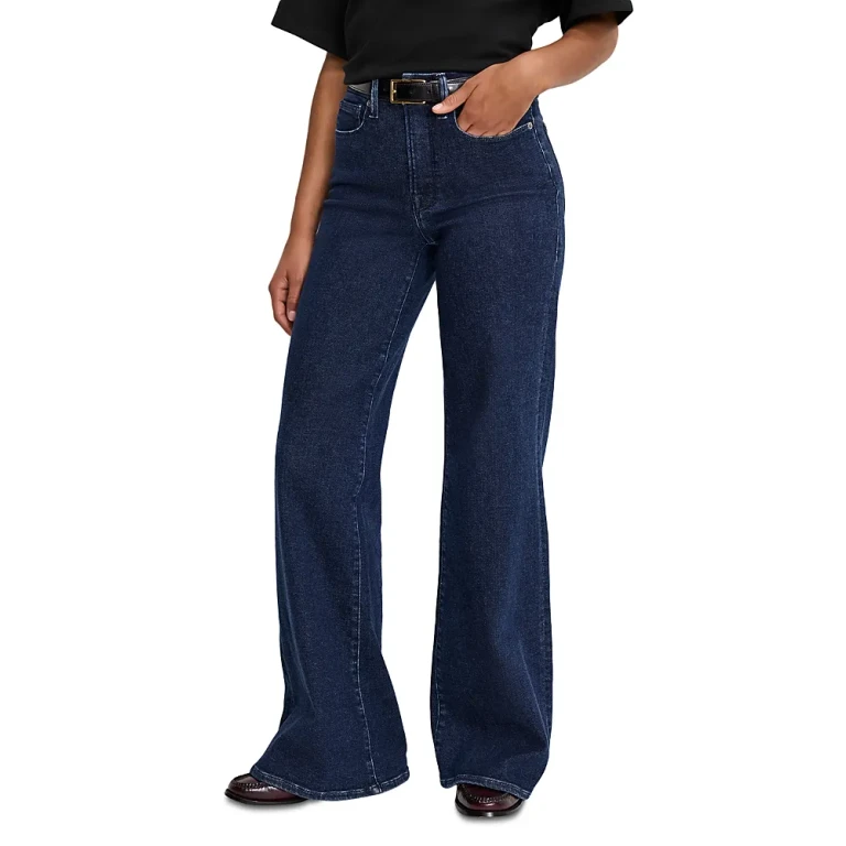 Good American Good Waist Palazzo Jeans in Indigo985