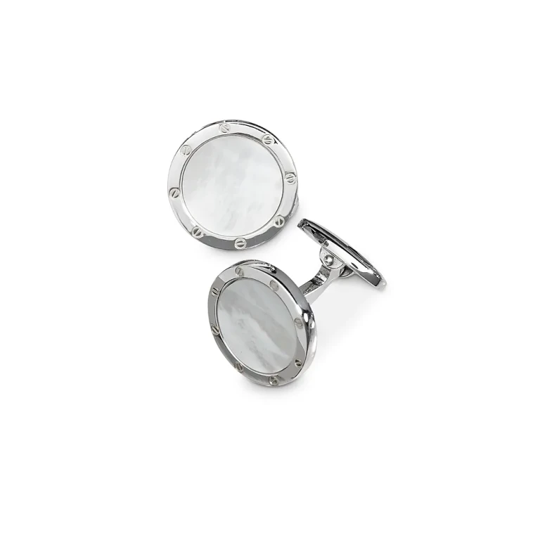 Sterling Silver and Mother-of-Pearl Rivet Detail Cufflinks