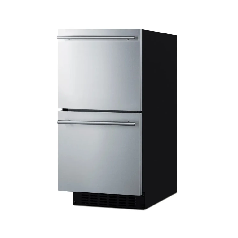 Summit 15" Wide Double Drawer Refrigerator - Stainless Steel