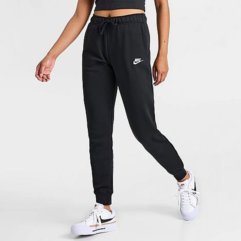 Nike Women's Sportswear Club Fleece Mid-Rise Jogger Pants in Black/White Size: XS